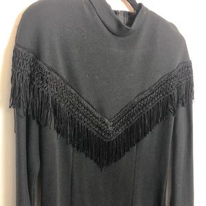 Vintage Tassel Cowgirl Midi Black Dress